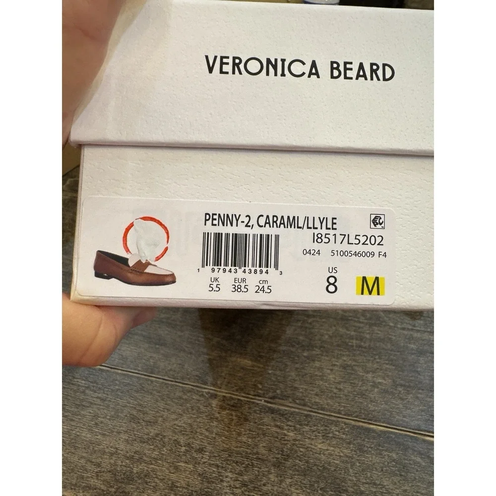 Veronica Beard Penny-2 leather loafers in a two-tone caramel and lily Size 8 - Picture 9 of 11